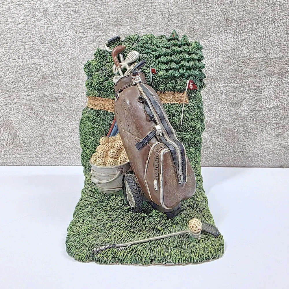 Vintage Golf Book End Golf Bag Caddy Golf Statue Display Collectible